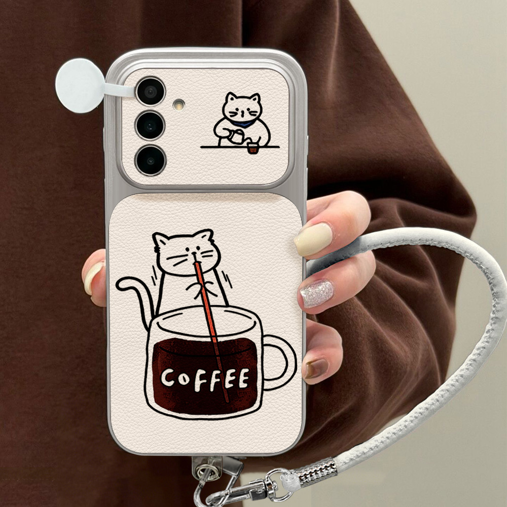 Phone Cases For Samsung A14 - Koffie Schattige Kat Telefoonhoesje voor Samsung