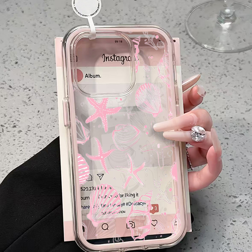 Phone Cases Online - Zomer Roze Schelp Transparante Telefoonhoesje voor