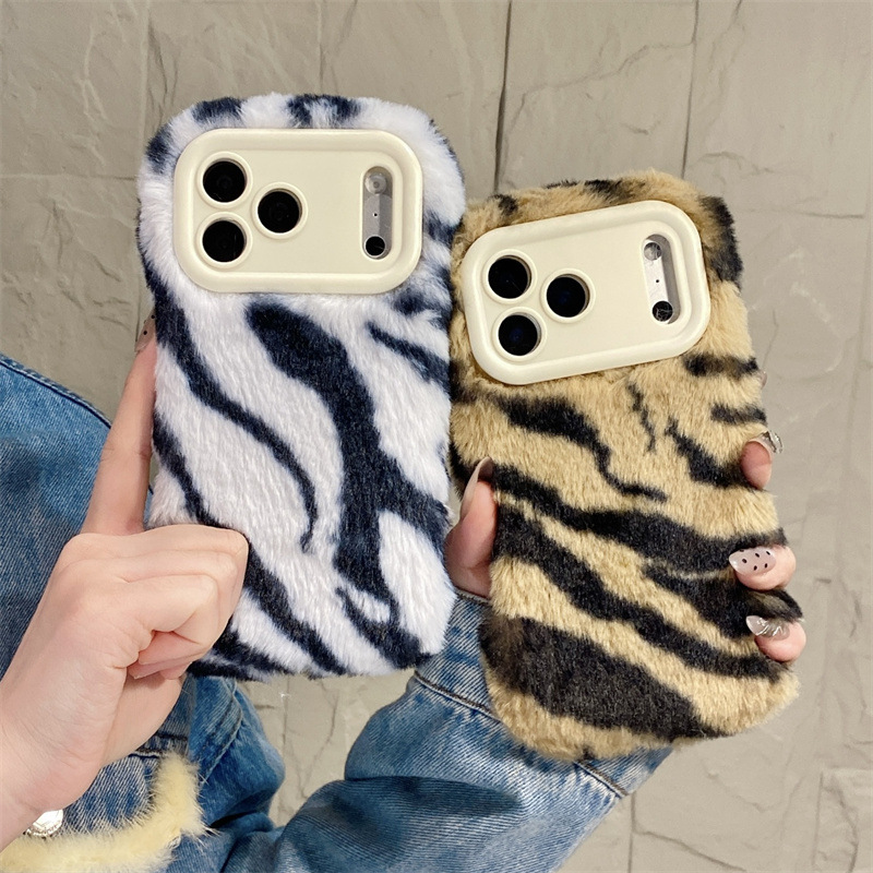 Phone Cases For Iphone 12 Pro Max - Luxe zebra-patroon pluche telefoonhoesje voor iPhone