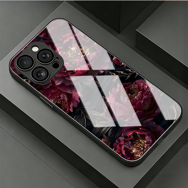 Phone Cases Vogue - Vogue Donkerrode Rozen Gehard Glas Telefoonhoesje