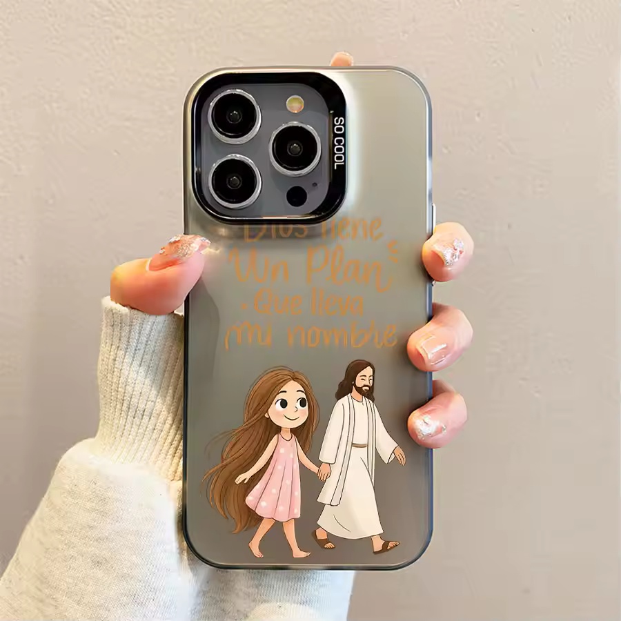 Phone Cases Cute Iphone 13 - Schattig meisje loopt met God Matte