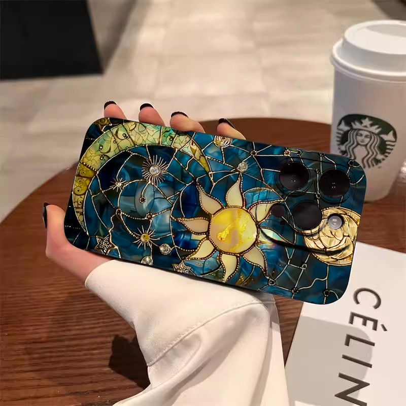 Phone Cases Aesthetic - Esthetische zon-maan print telefoonhoesje voor Samsung