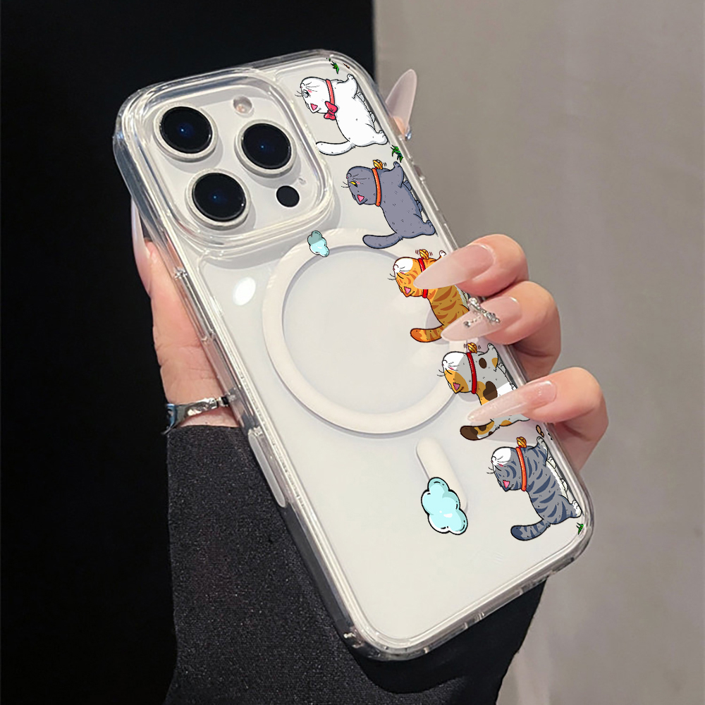 Phone Cases Cute Iphone 13 - Schattige cartoon kat transparante telefoonhoesje voor