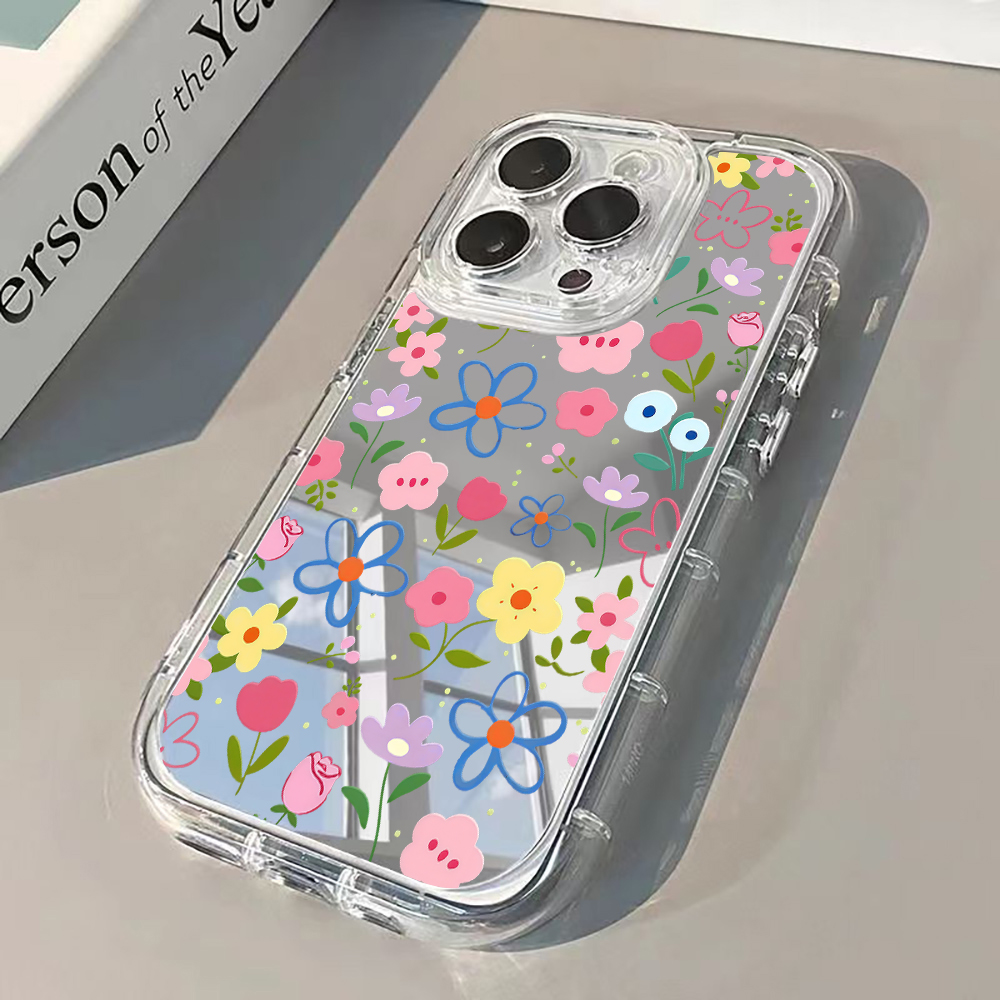 Phone Cases Online - Koreaanse Ins Style Bloemige Zilveren Spiegel