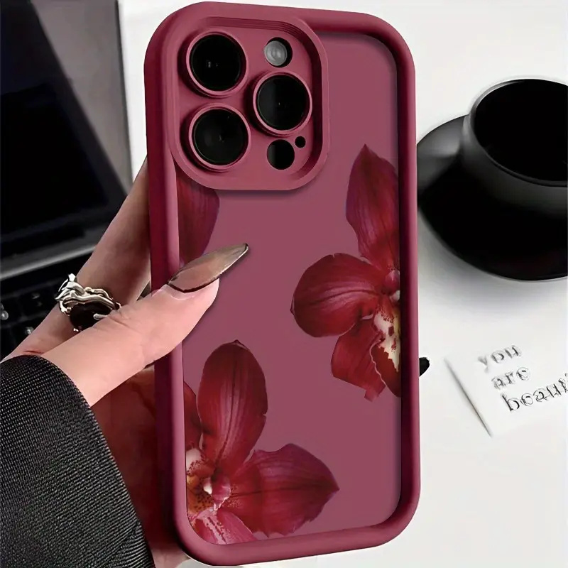 Phone Cases Online - Wijnrode orchideeën bloemenpatroon telefoonhoesje voor iPhone