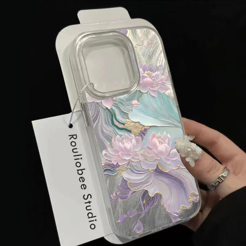 Dromerige paarse lotusprint, e - Phone Cases Aesthetic recensie en prijs