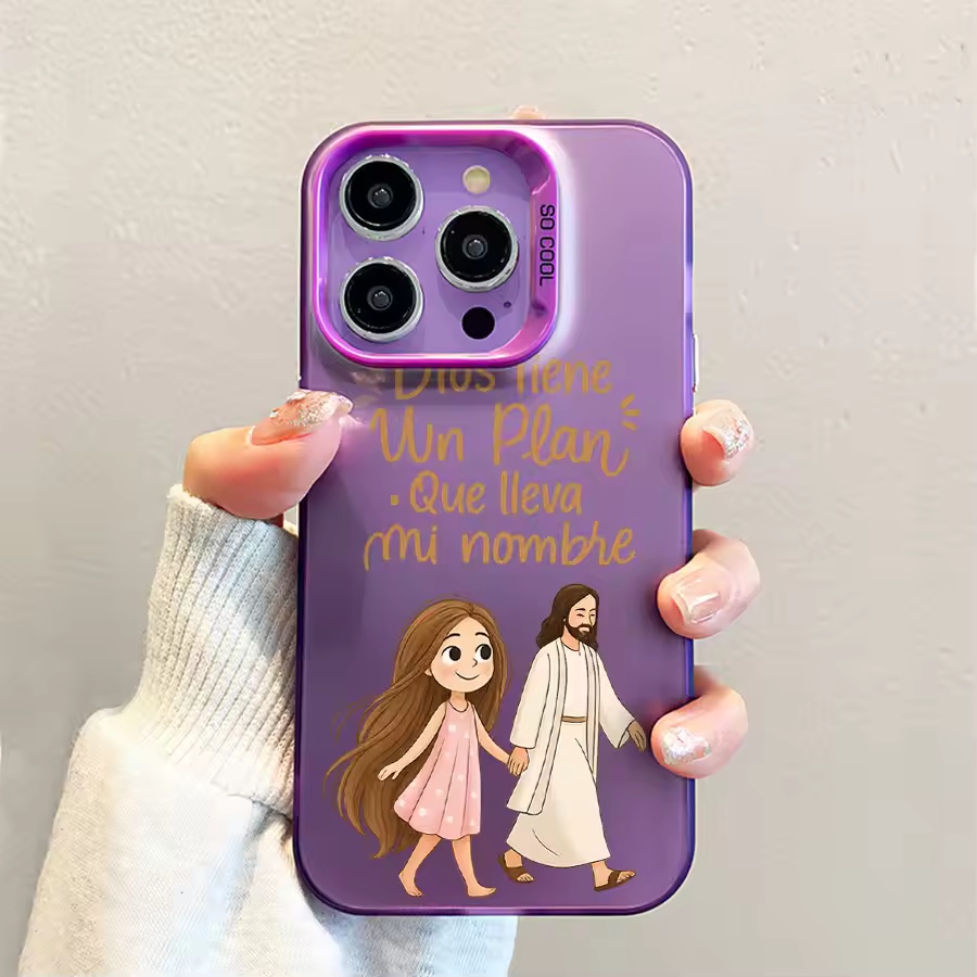 Schattig meisje loopt met God  - Phone Cases Cute Iphone 13 recensie en prijs