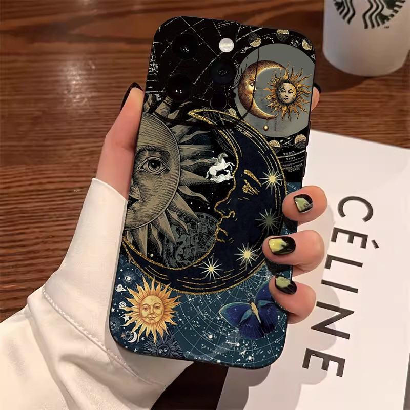 Esthetische zon-maan print tel - Phone Cases Aesthetic recensie en prijs