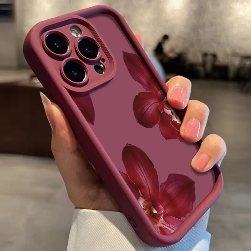 Wijnrode orchideeën bloemenpat - Phone Cases Online recensie en prijs