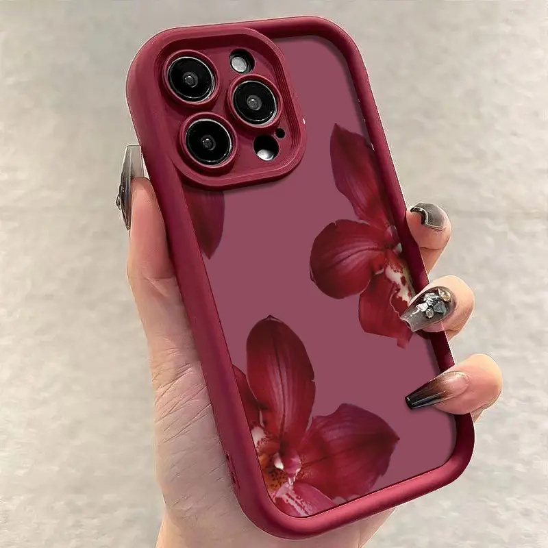 Wijnrode orchideeën bloemenpat - Phone Cases Online recensie en prijs